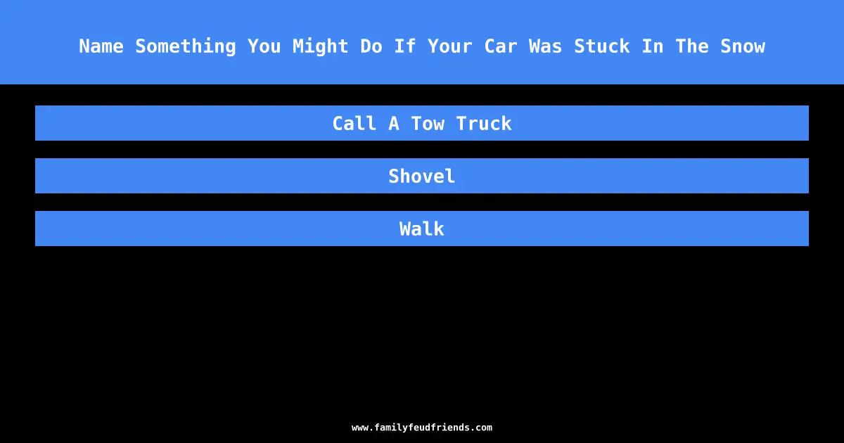 Name Something You Might Do If Your Car Was Stuck In The Snow answer