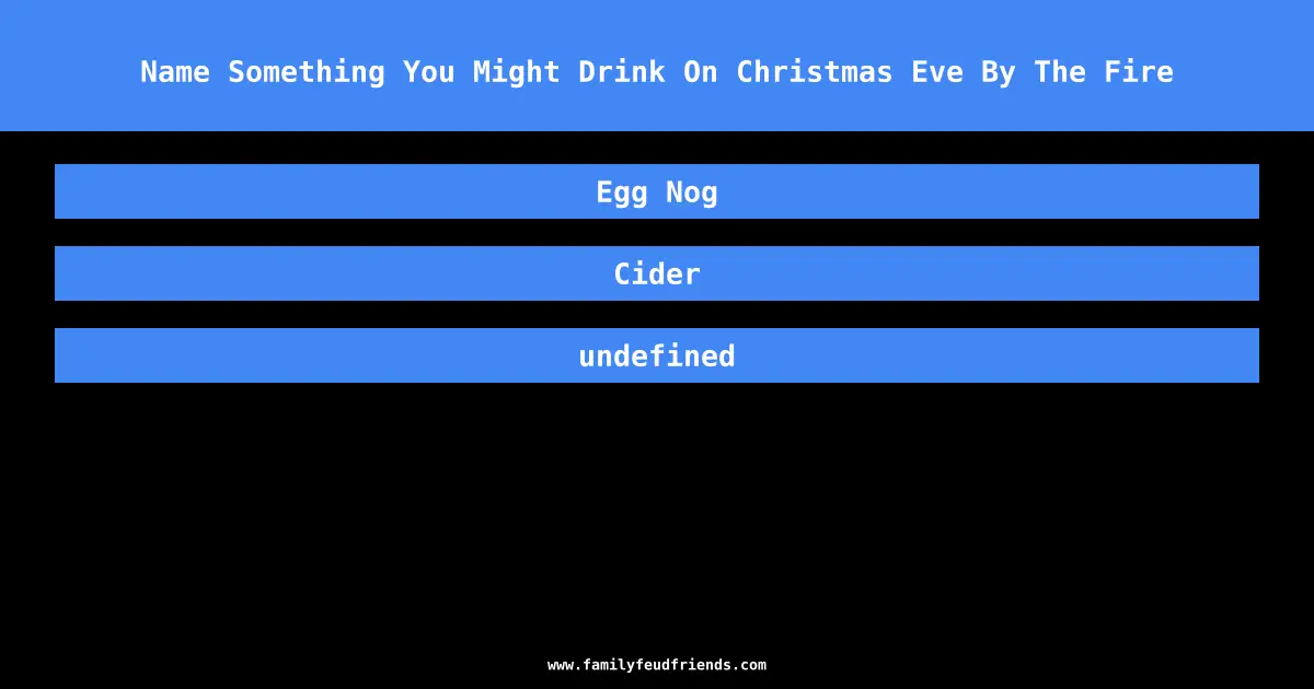 Name Something You Might Drink On Christmas Eve By The Fire answer