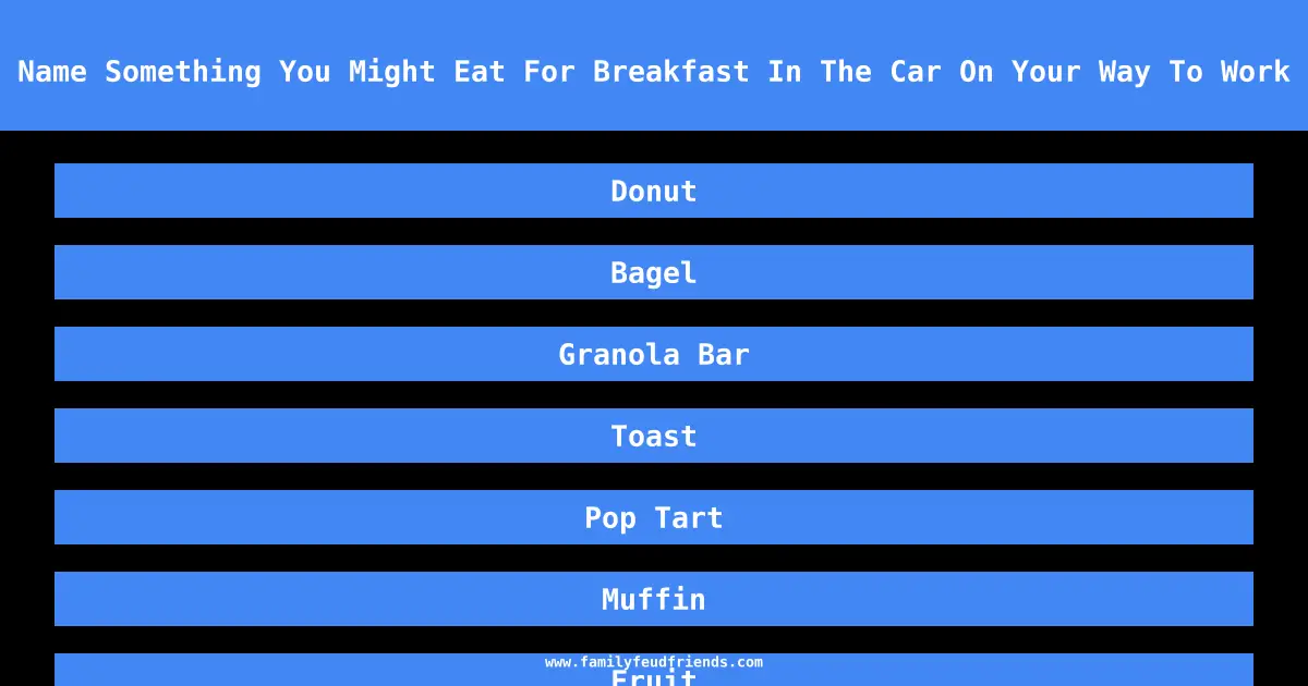 Name Something You Might Eat For Breakfast In The Car On Your Way To Work answer