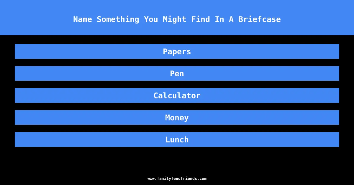 Name Something You Might Find In A Briefcase answer