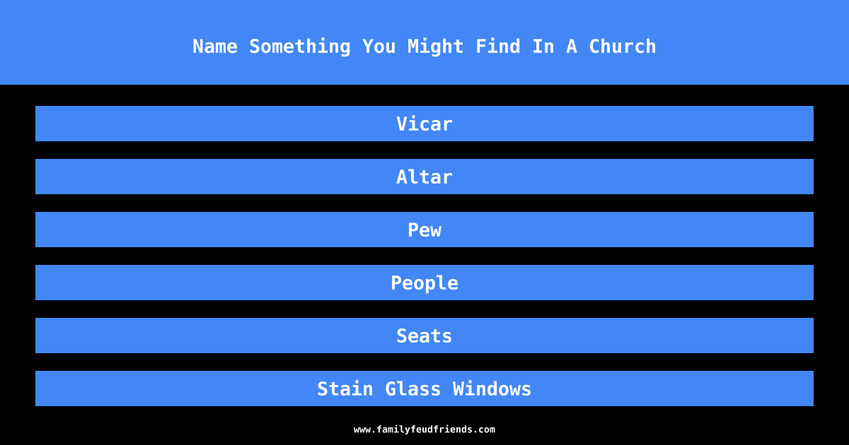 Name Something You Might Find In A Church answer