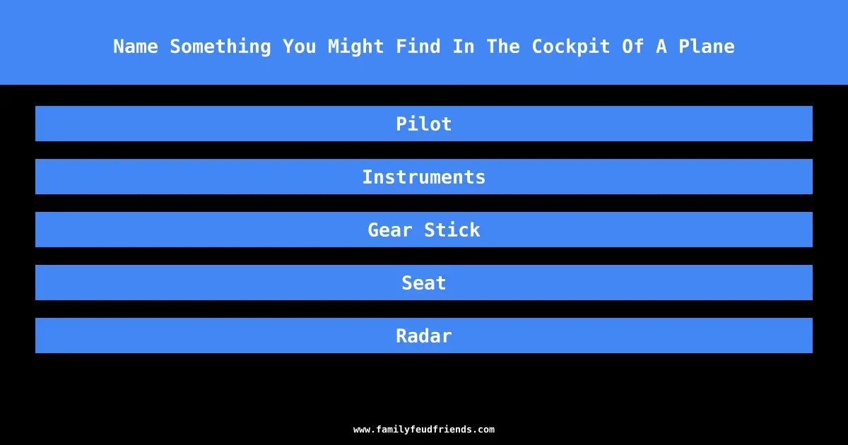Name Something You Might Find In The Cockpit Of A Plane answer