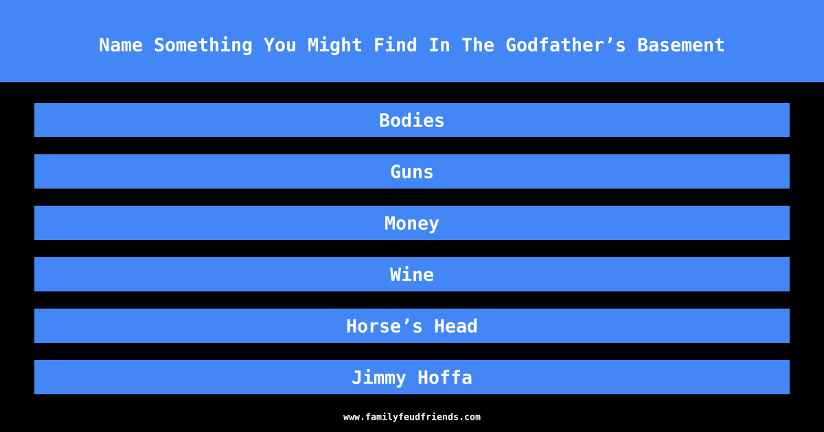 Name Something You Might Find In The Godfather’s Basement answer