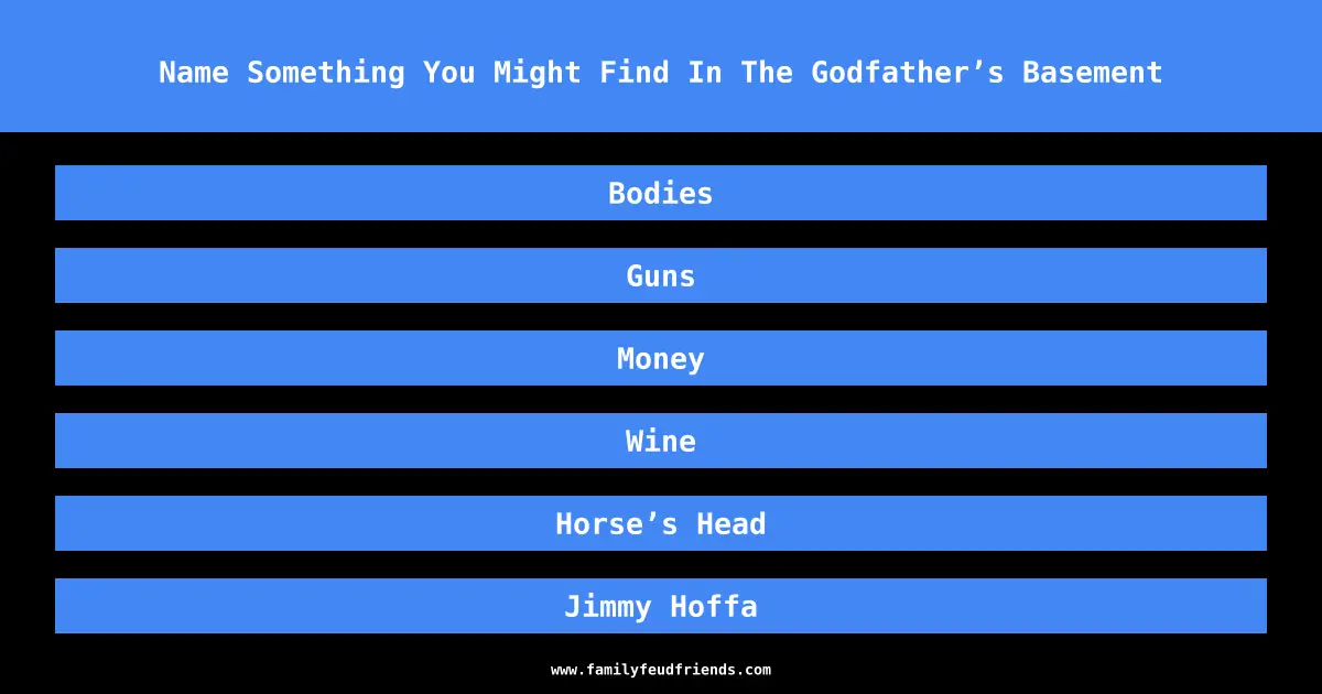 Name Something You Might Find In The Godfather’s Basement answer