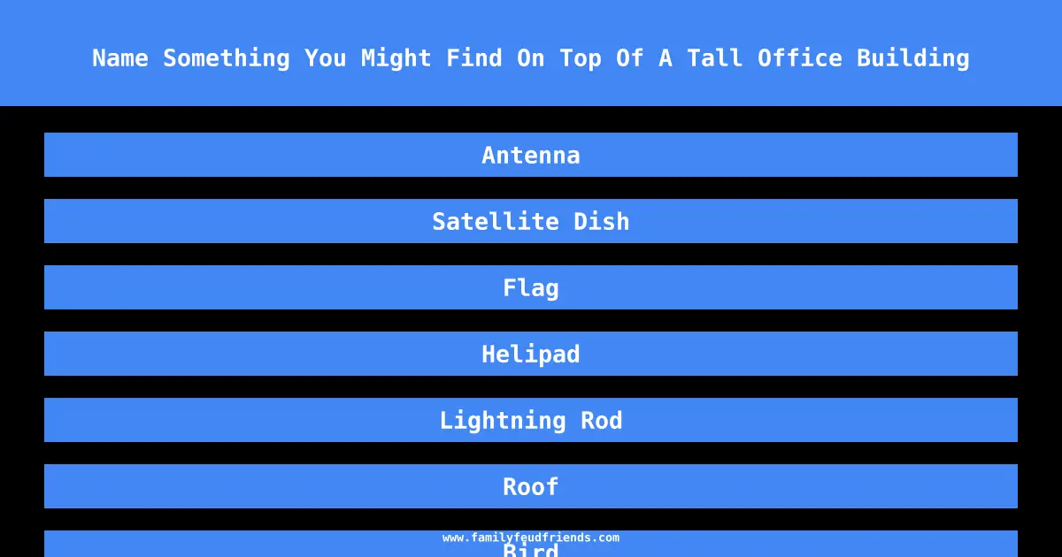 Name Something You Might Find On Top Of A Tall Office Building answer