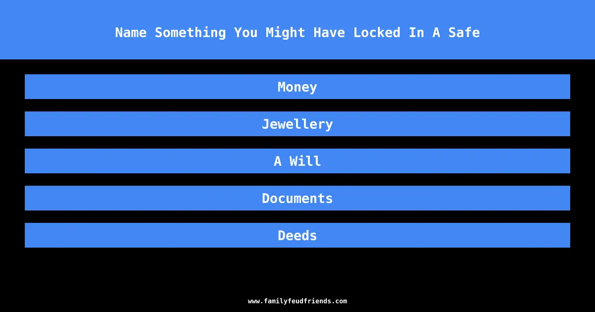 Name Something You Might Have Locked In A Safe answer