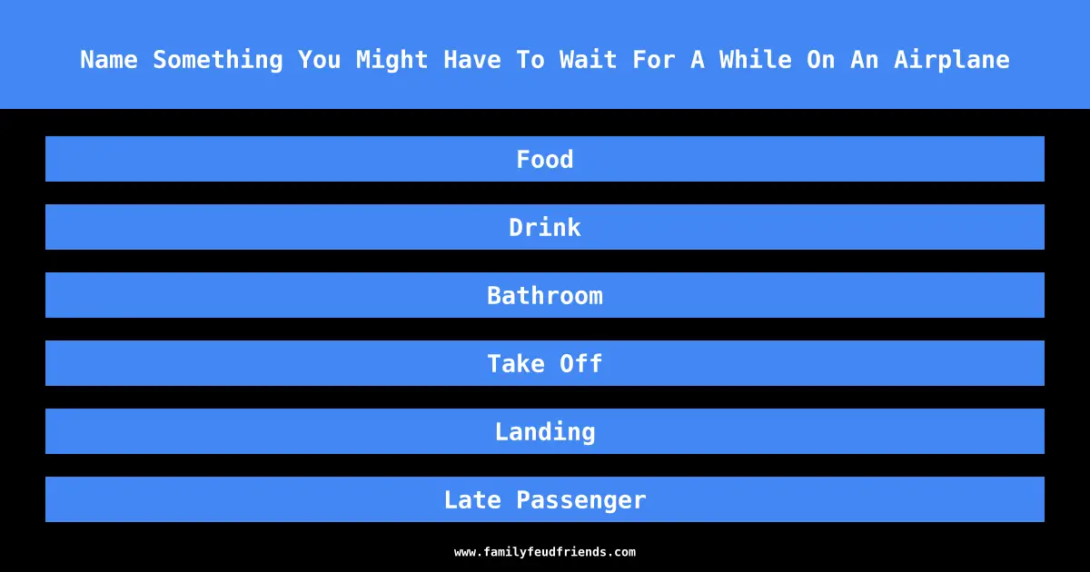 Name Something You Might Have To Wait For A While On An Airplane answer