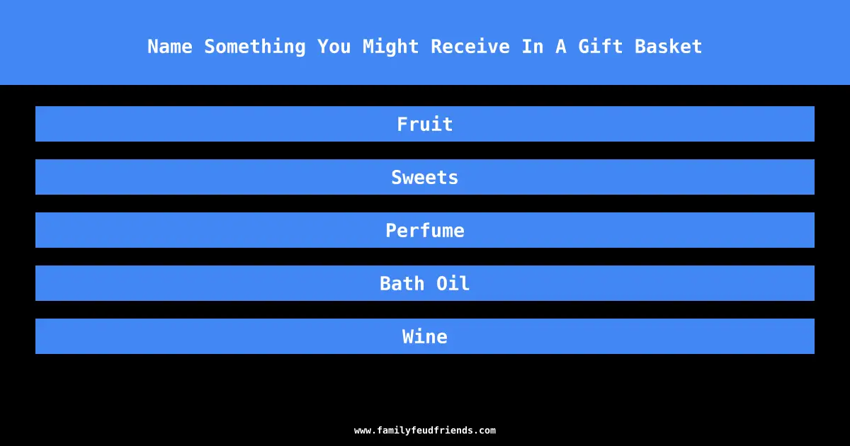 Name Something You Might Receive In A Gift Basket answer