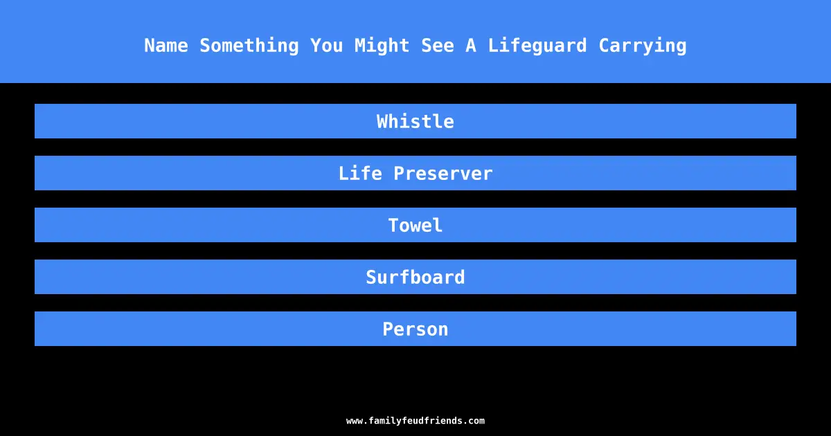 Name Something You Might See A Lifeguard Carrying answer