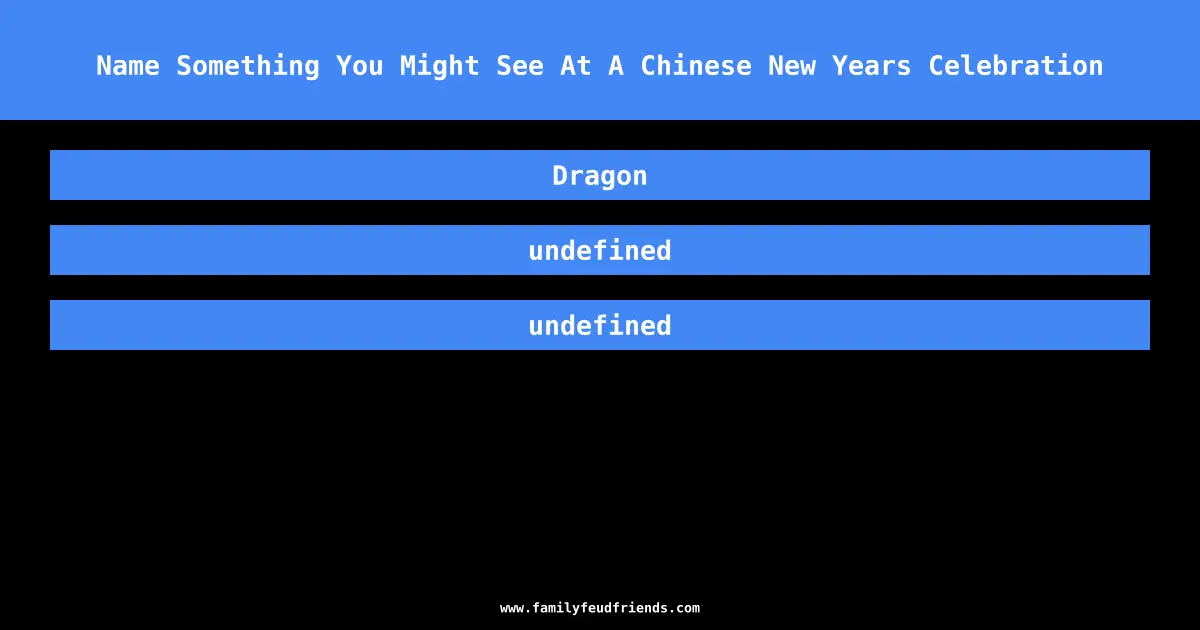 Name Something You Might See At A Chinese New Years Celebration answer