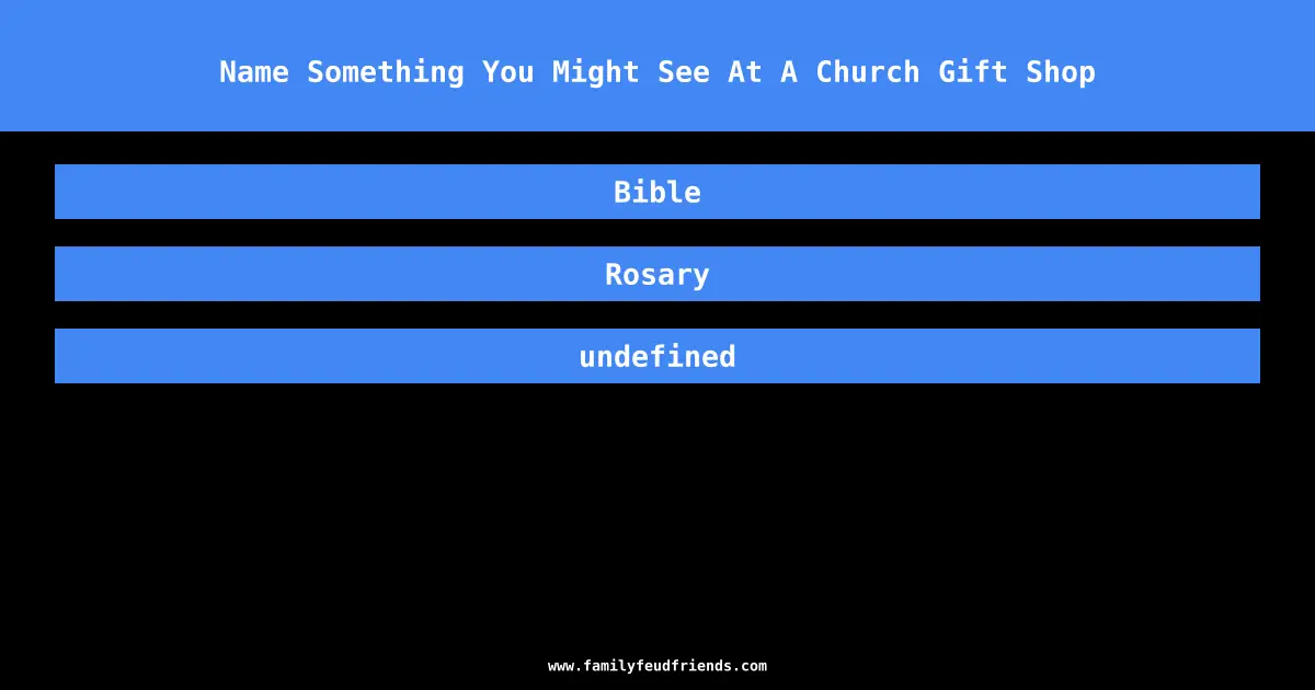 Name Something You Might See At A Church Gift Shop answer