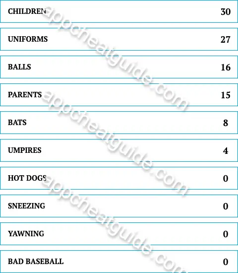 Name something you might see at a Little League baseball game. screenshot answer