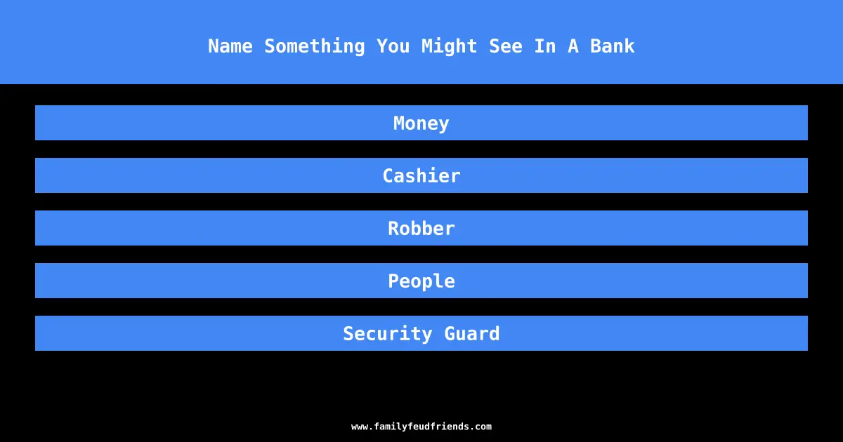 Name Something You Might See In A Bank answer