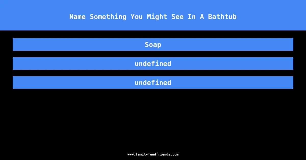 Name Something You Might See In A Bathtub answer