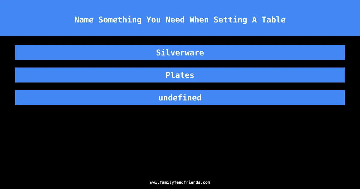 Name Something You Need When Setting A Table answer