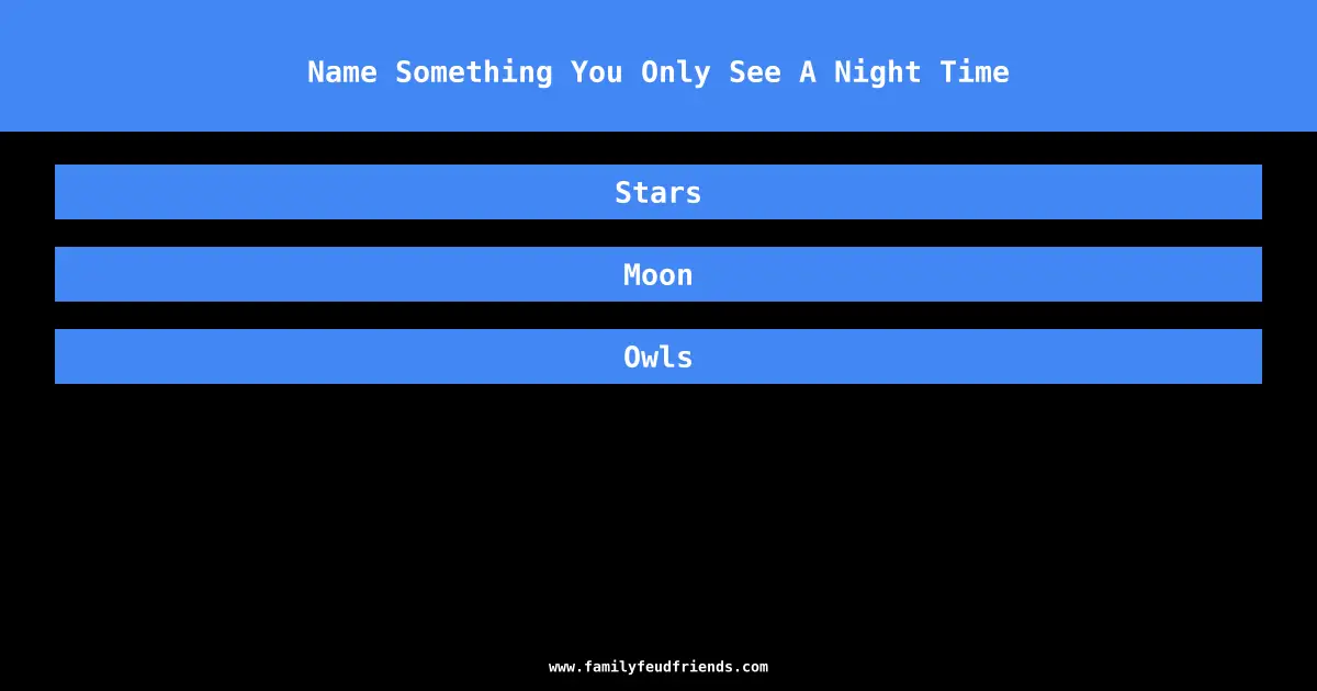 Name Something You Only See A Night Time answer