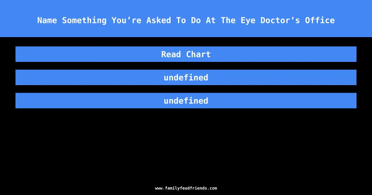 Name Something You’re Asked To Do At The Eye Doctor’s Office answer