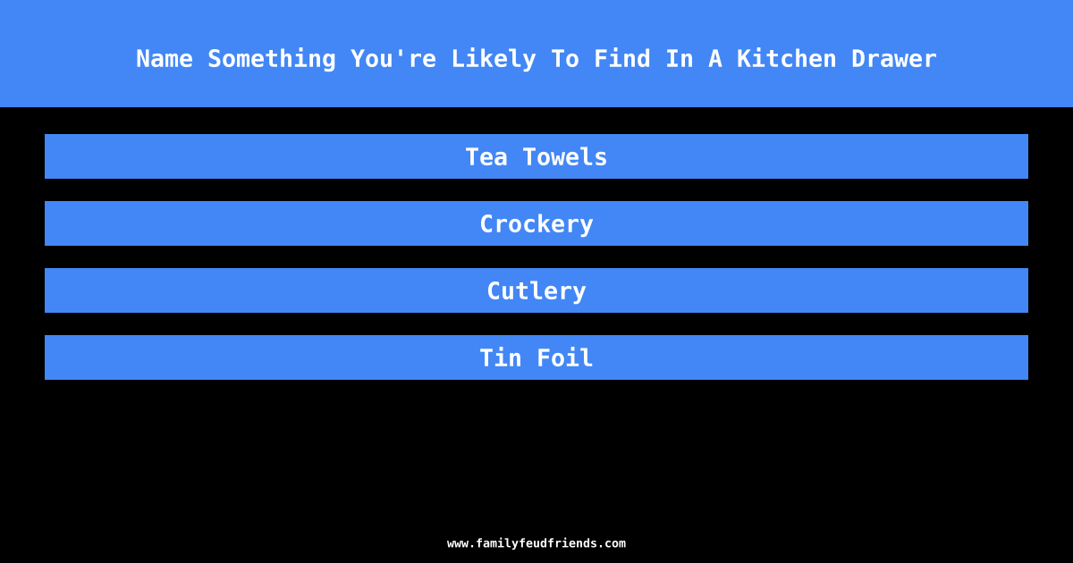 Name Something You're Likely To Find In A Kitchen Drawer answer