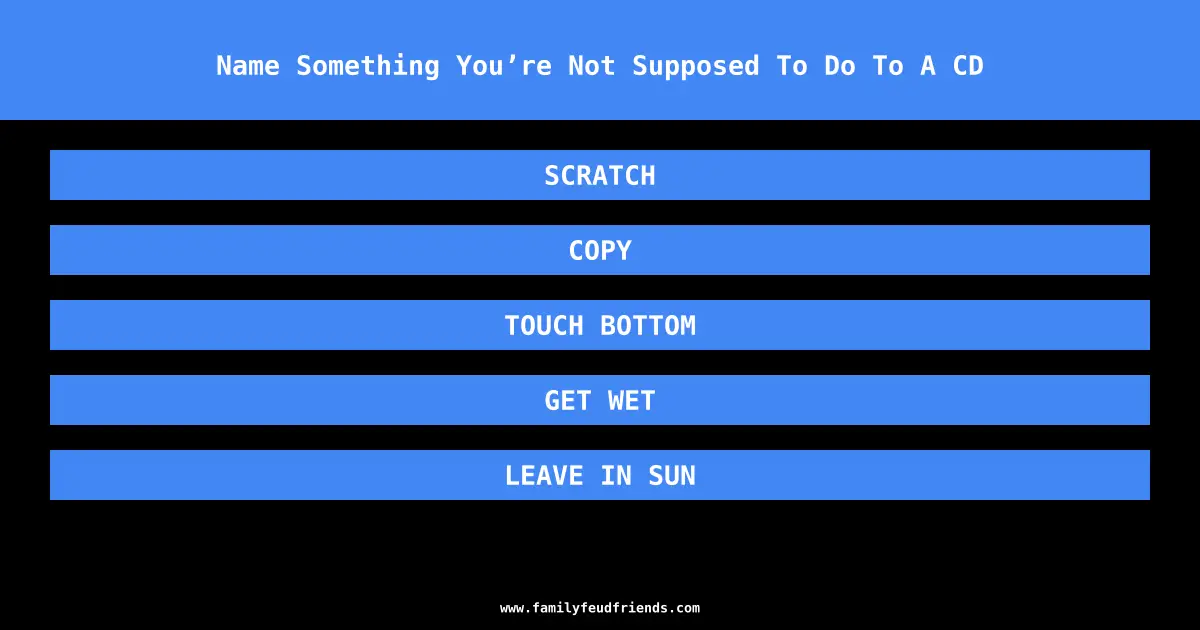 Name Something You’re Not Supposed To Do To A CD answer