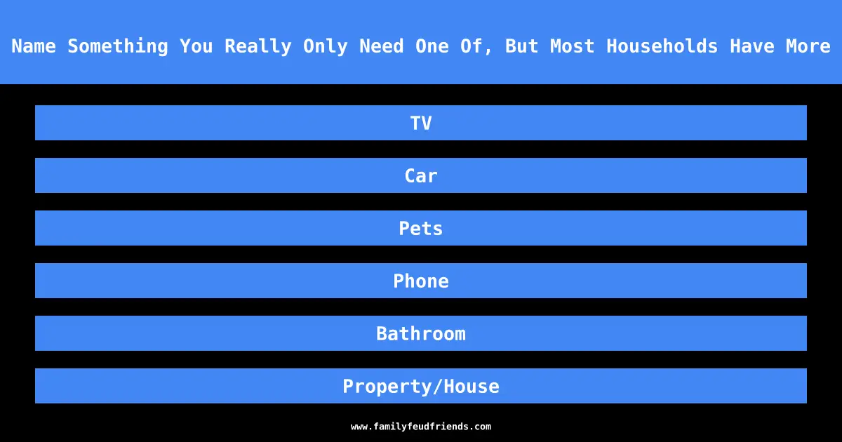 Name Something You Really Only Need One Of, But Most Households Have More answer