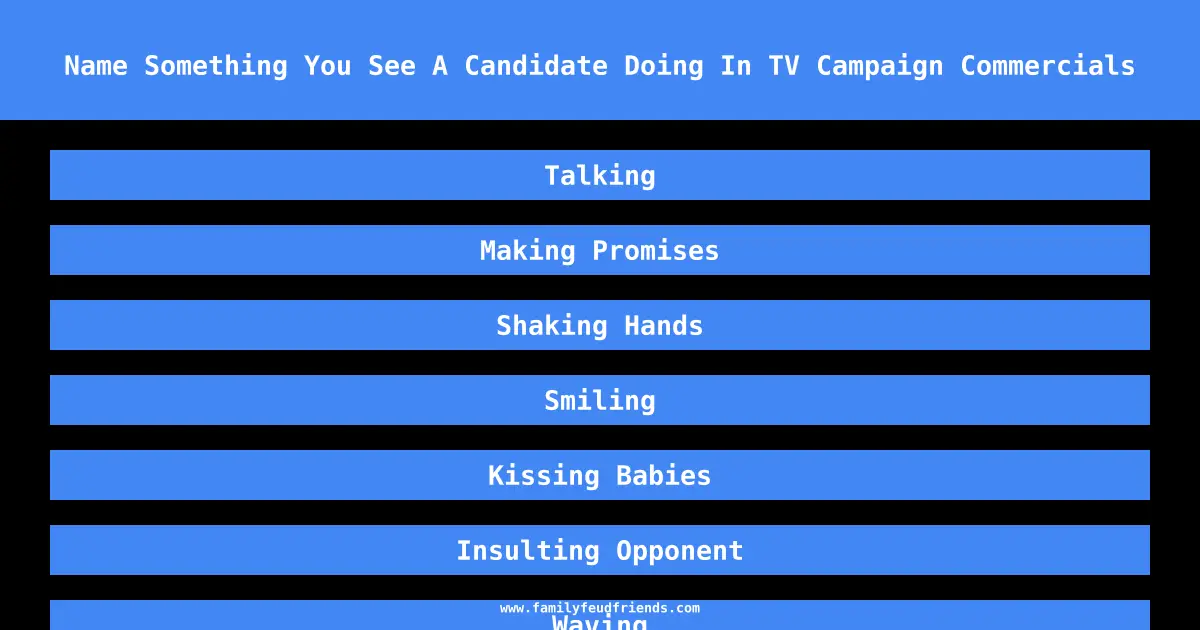 Name Something You See A Candidate Doing In TV Campaign Commercials answer