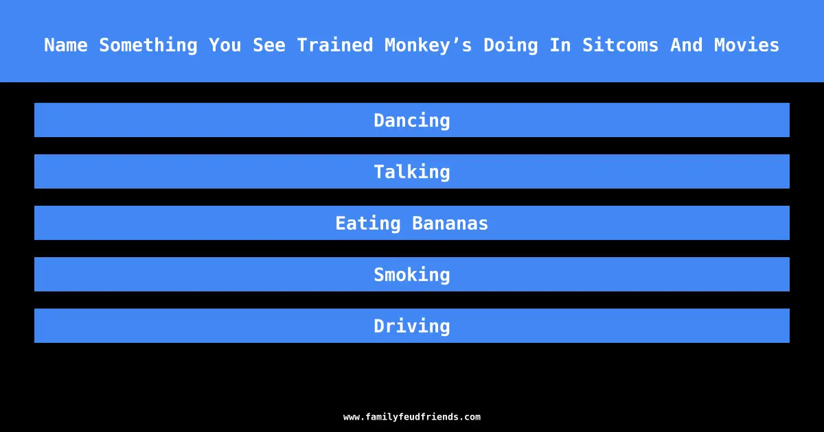 Name Something You See Trained Monkey’s Doing In Sitcoms And Movies answer