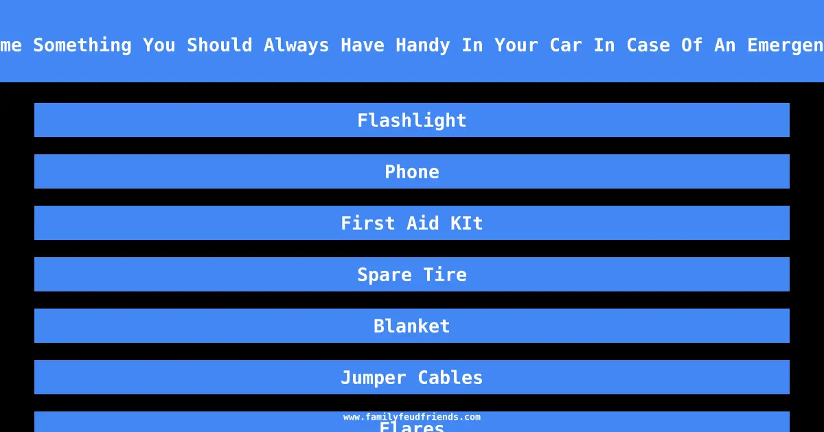 Name Something You Should Always Have Handy In Your Car In Case Of An Emergency answer