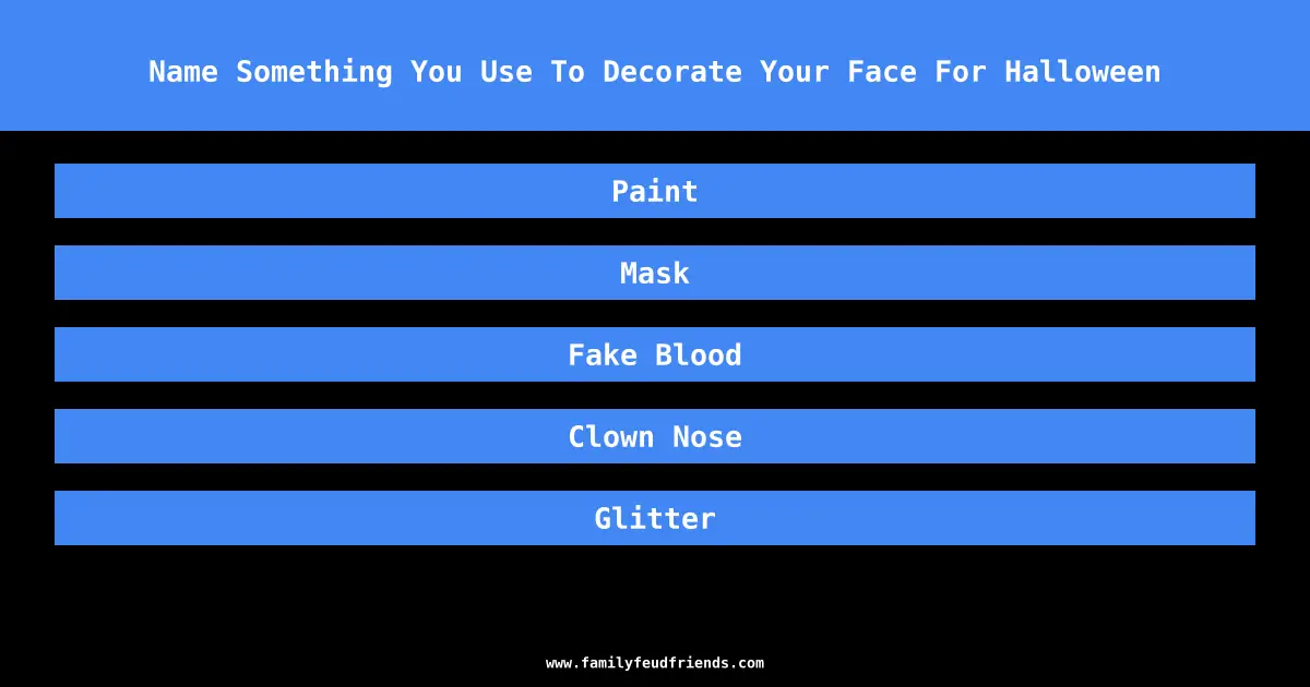 Name Something You Use To Decorate Your Face For Halloween answer