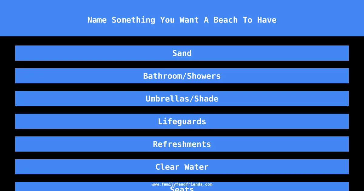 Name Something You Want A Beach To Have answer