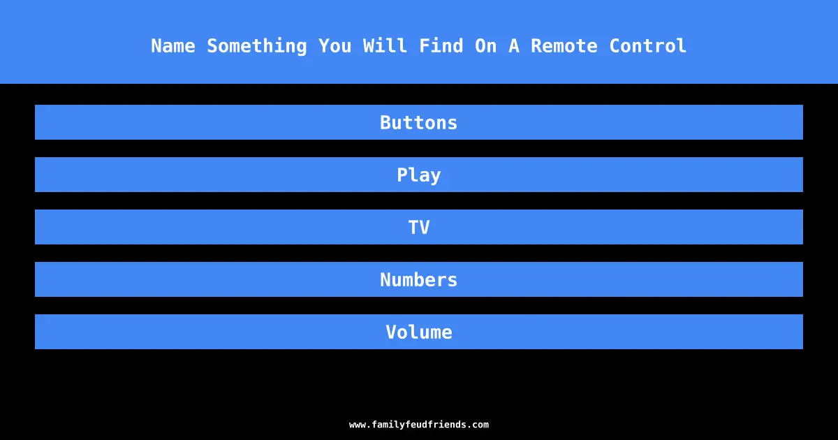 Name Something You Will Find On A Remote Control answer
