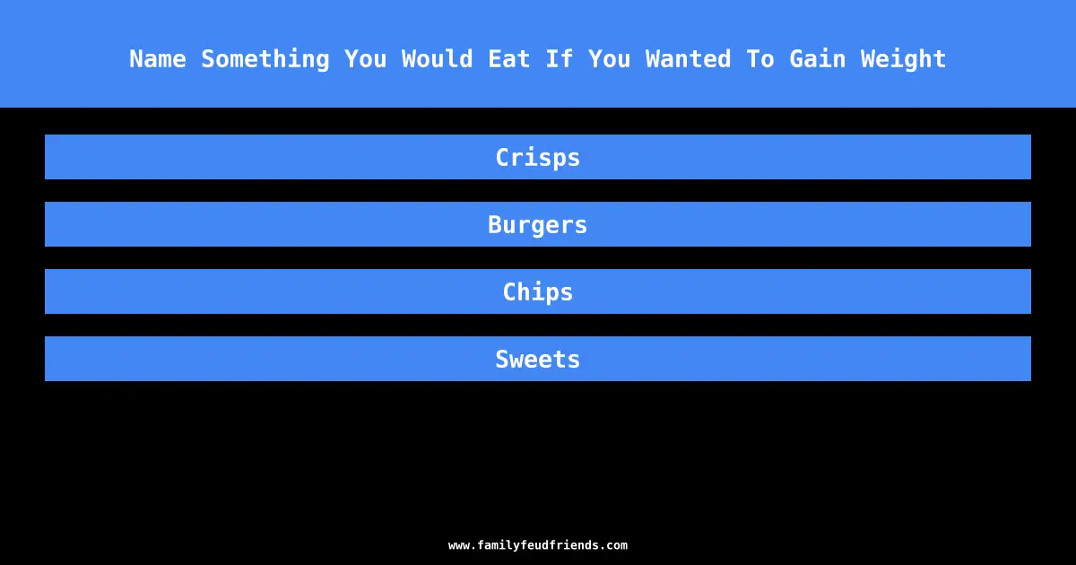 Name Something You Would Eat If You Wanted To Gain Weight answer