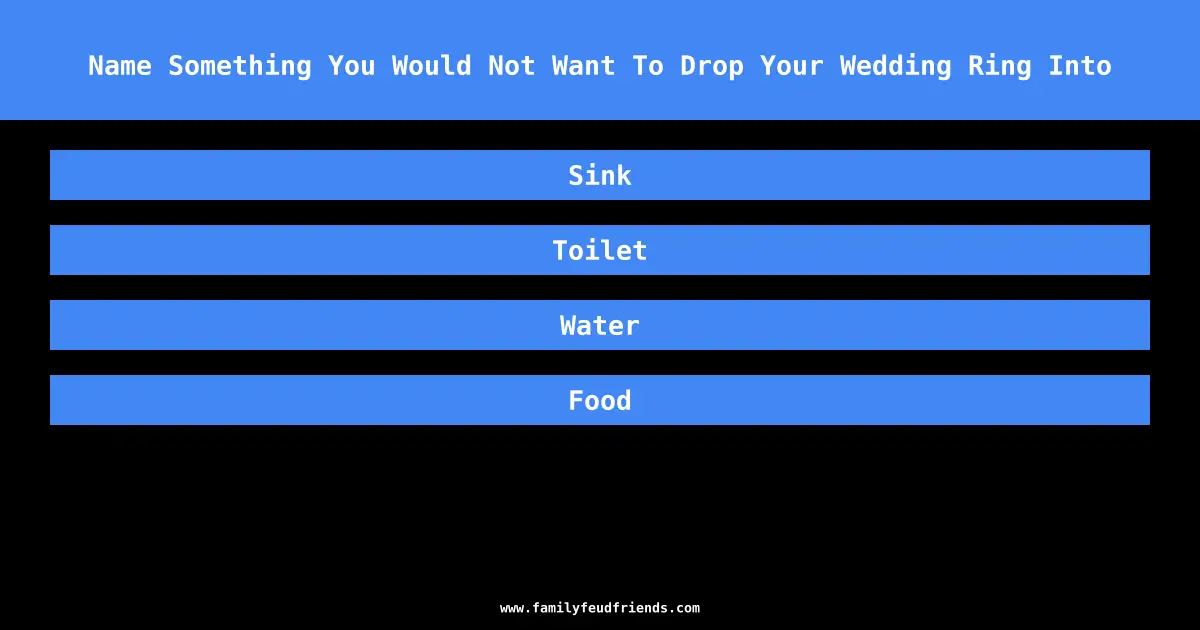 Name Something You Would Not Want To Drop Your Wedding Ring Into answer