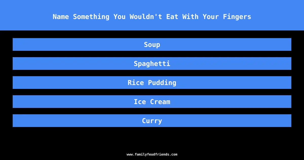 Name Something You Wouldn't Eat With Your Fingers answer
