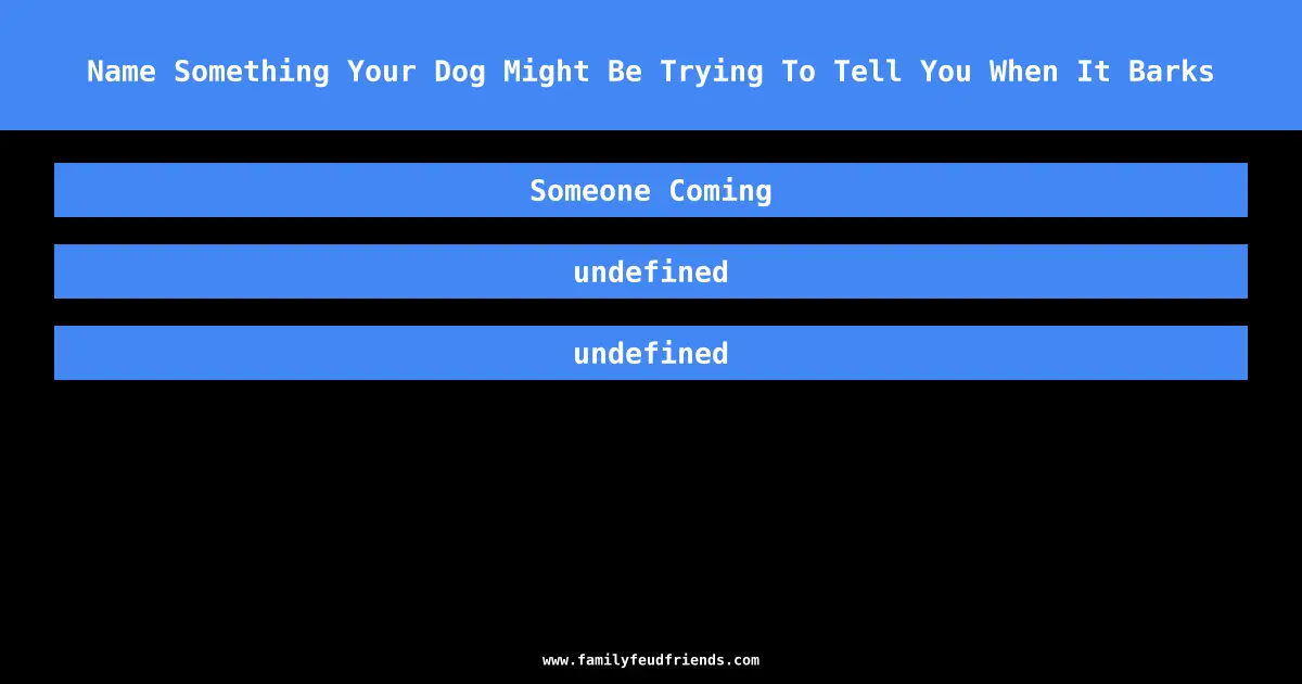 Name Something Your Dog Might Be Trying To Tell You When It Barks answer