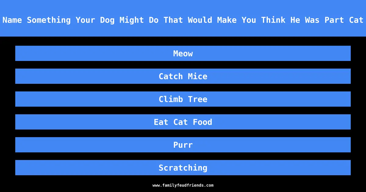 Name Something Your Dog Might Do That Would Make You Think He Was Part Cat answer