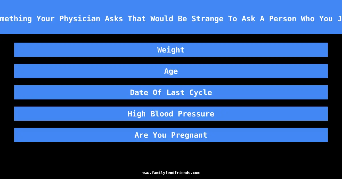 Name Something Your Physician Asks That Would Be Strange To Ask A Person Who You Just Met answer