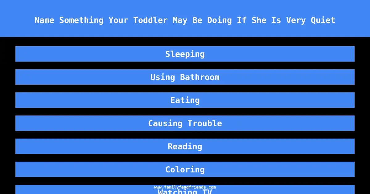 Name Something Your Toddler May Be Doing If She Is Very Quiet answer