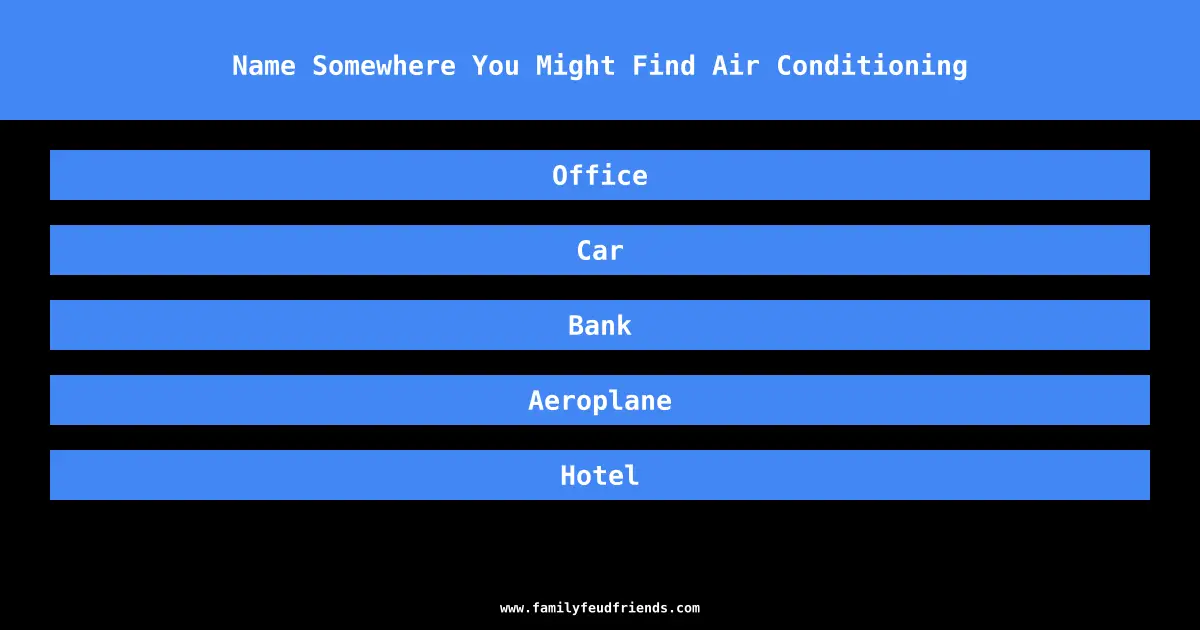 Name Somewhere You Might Find Air Conditioning answer