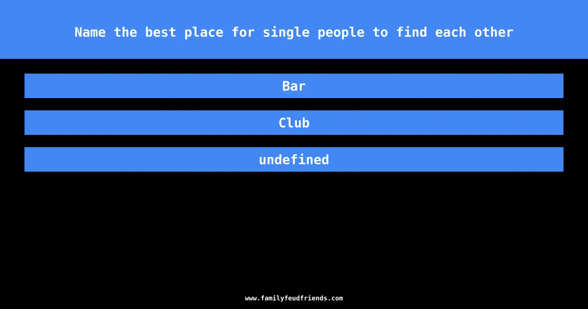 Name the best place for single people to find each other answer