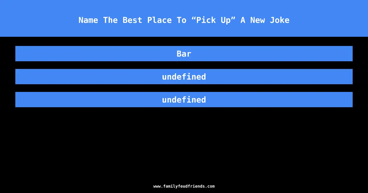 Name The Best Place To “Pick Up” A New Joke answer
