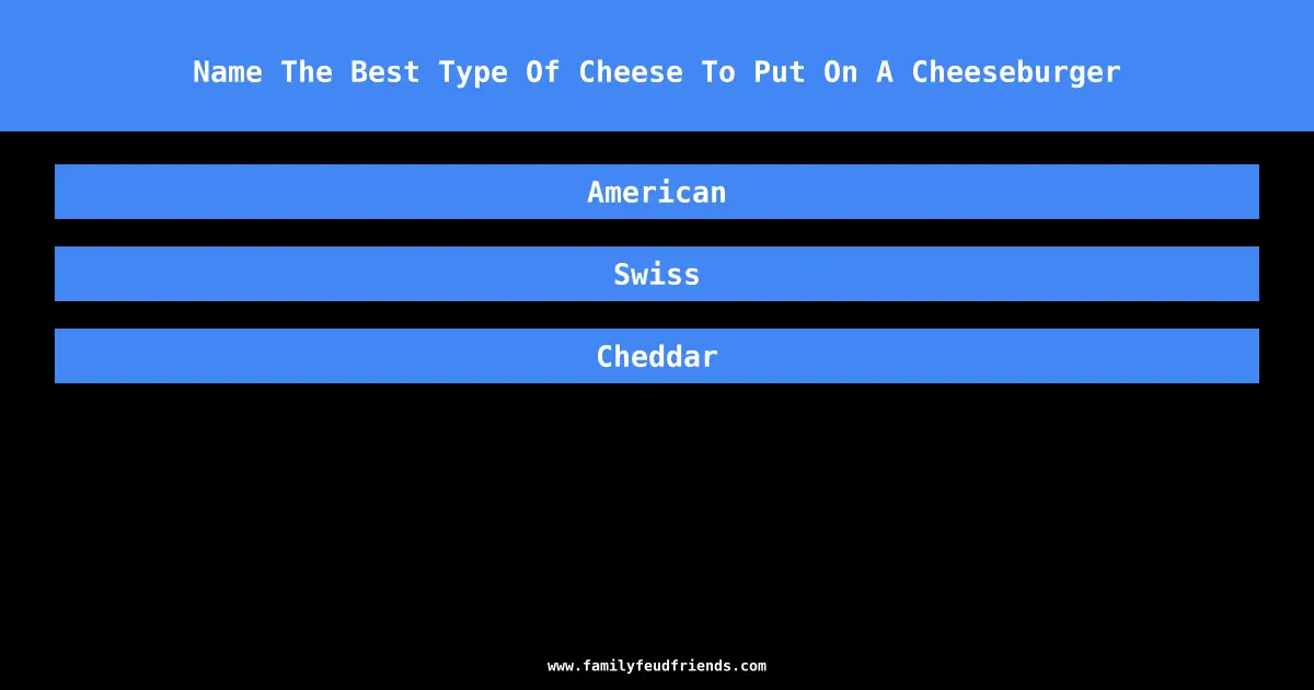 Name The Best Type Of Cheese To Put On A Cheeseburger answer