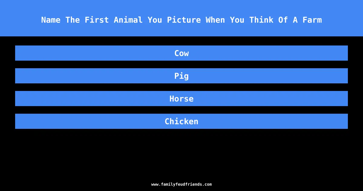 Name The First Animal You Picture When You Think Of A Farm answer