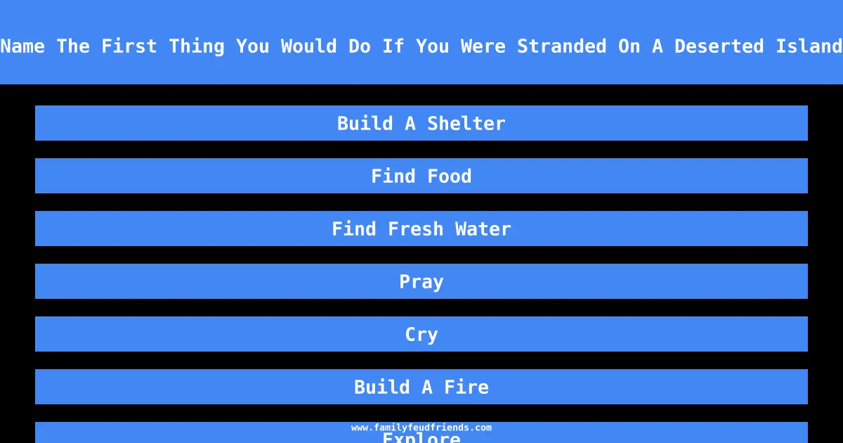 Name The First Thing You Would Do If You Were Stranded On A Deserted Island answer