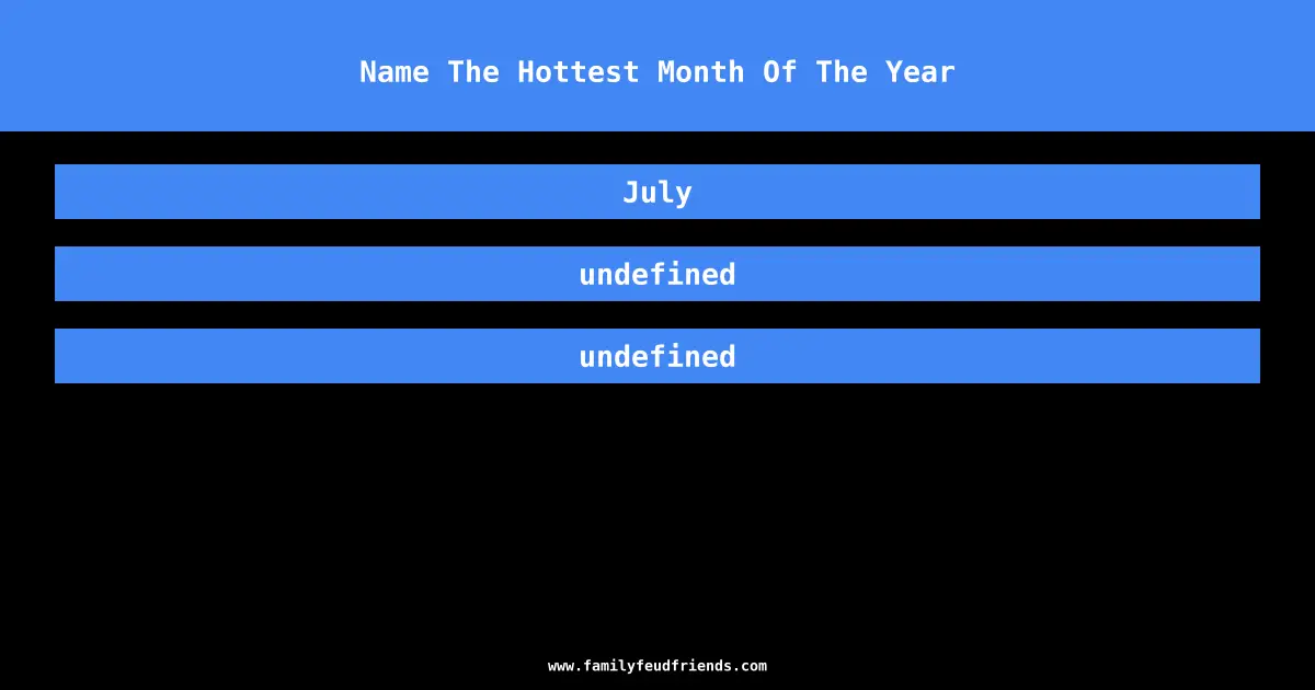 Name The Hottest Month Of The Year answer