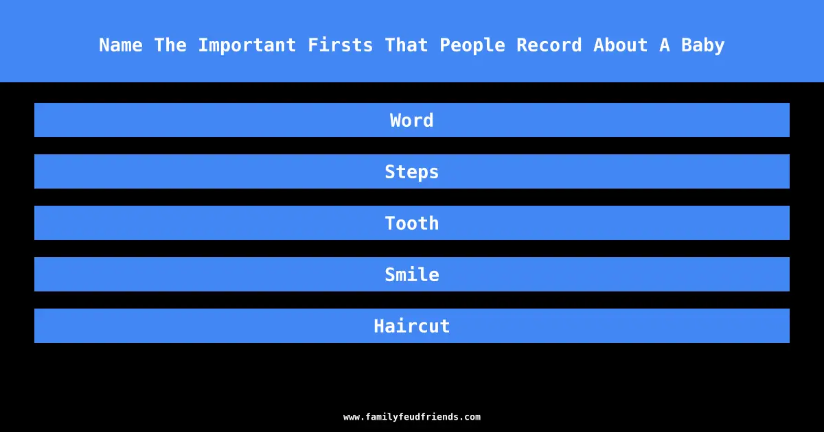 Name The Important Firsts That People Record About A Baby answer
