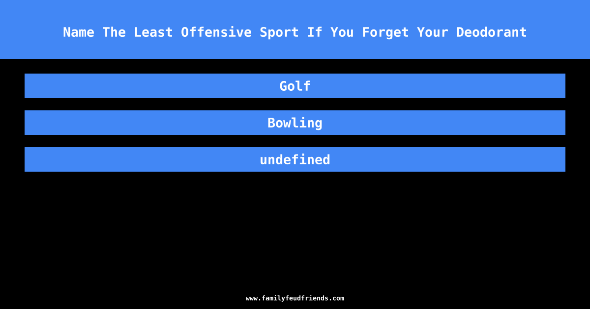 Name The Least Offensive Sport If You Forget Your Deodorant answer