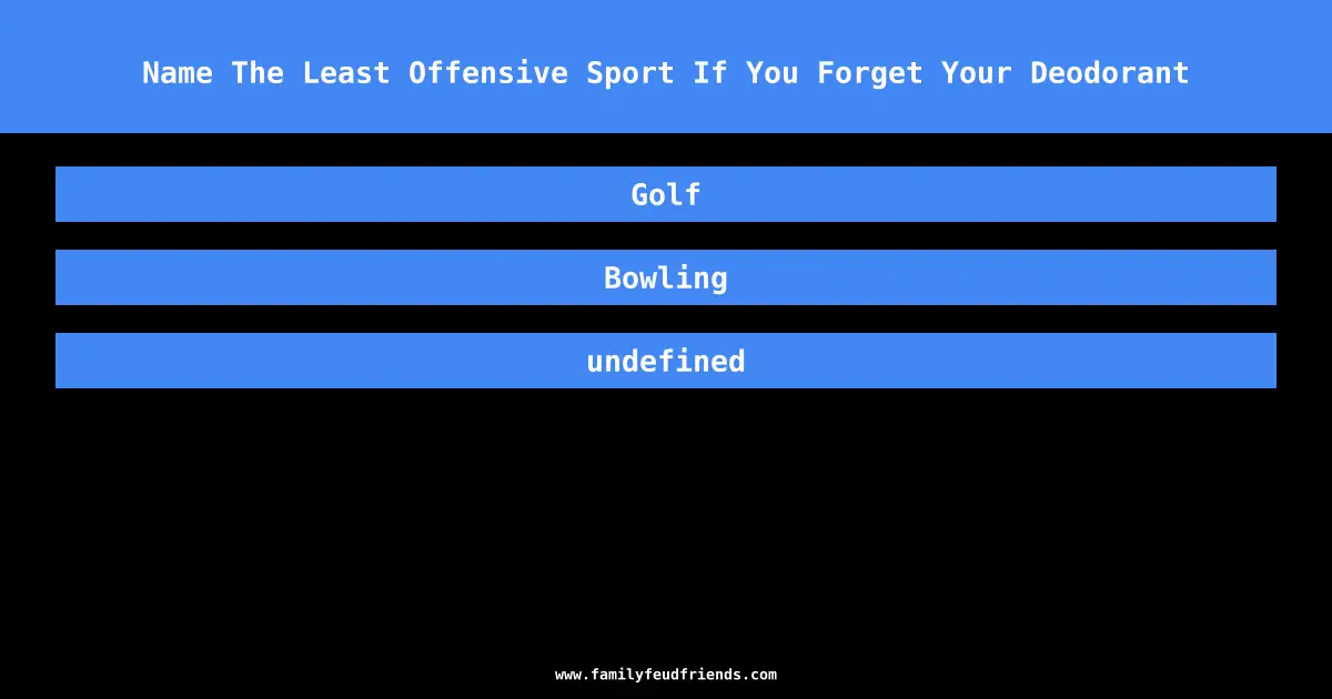 Name The Least Offensive Sport If You Forget Your Deodorant answer