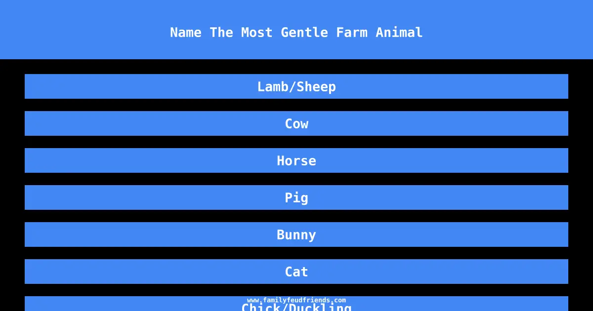 Name The Most Gentle Farm Animal answer
