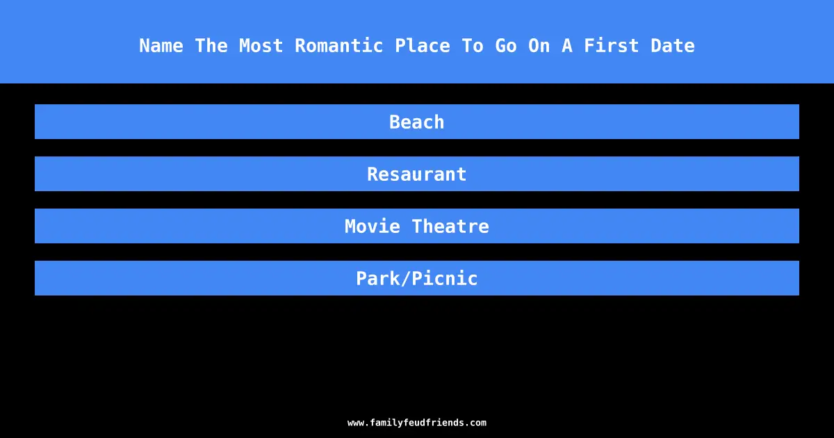 Name The Most Romantic Place To Go On A First Date answer
