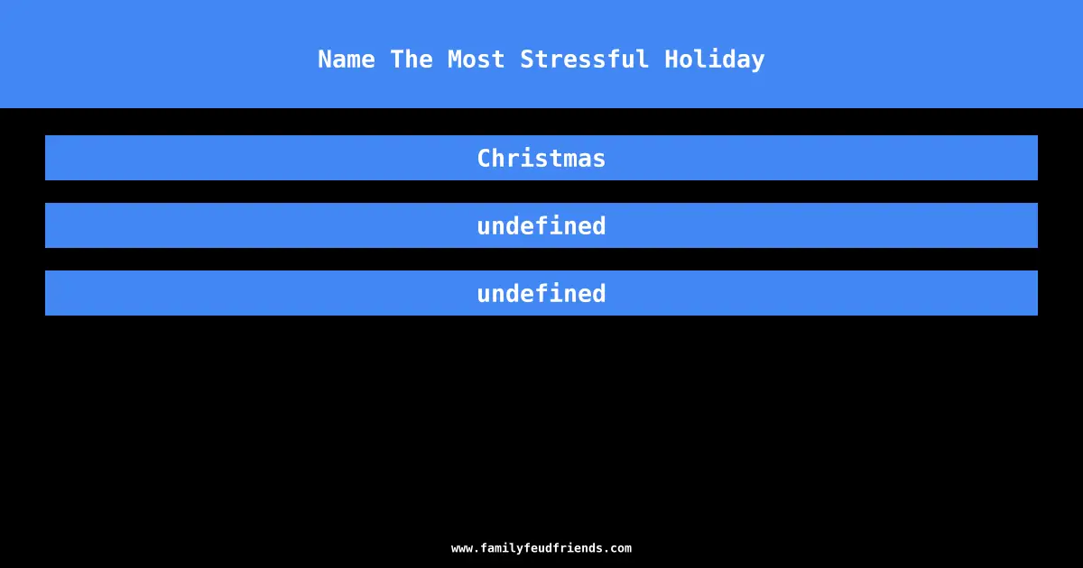 Name The Most Stressful Holiday answer